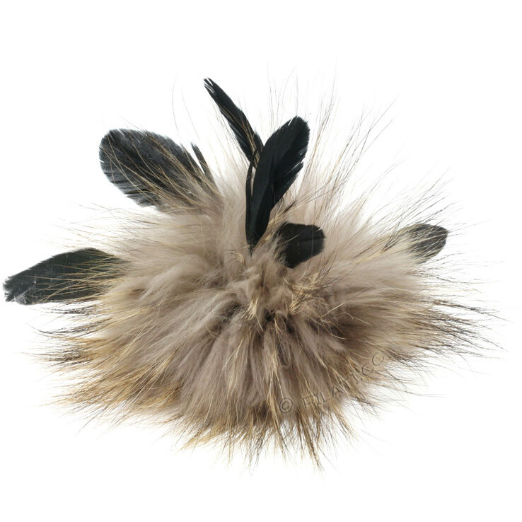 Lana Grossa FELLPOMPON Finnraccoon mit Federn | 751-Rosenholz