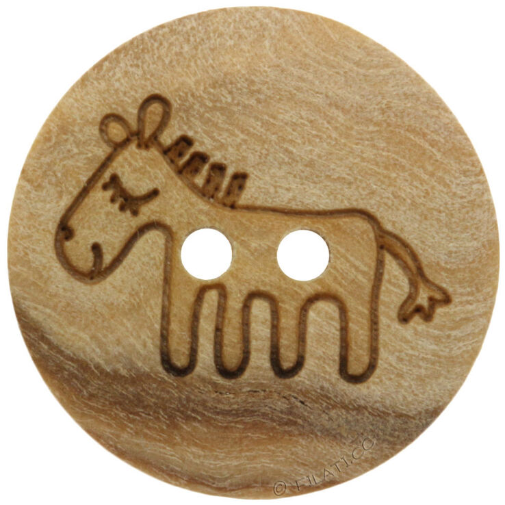 Union Knopf Holzkinderknopf 2-Loch 15mm | 090-Pferdemotiv