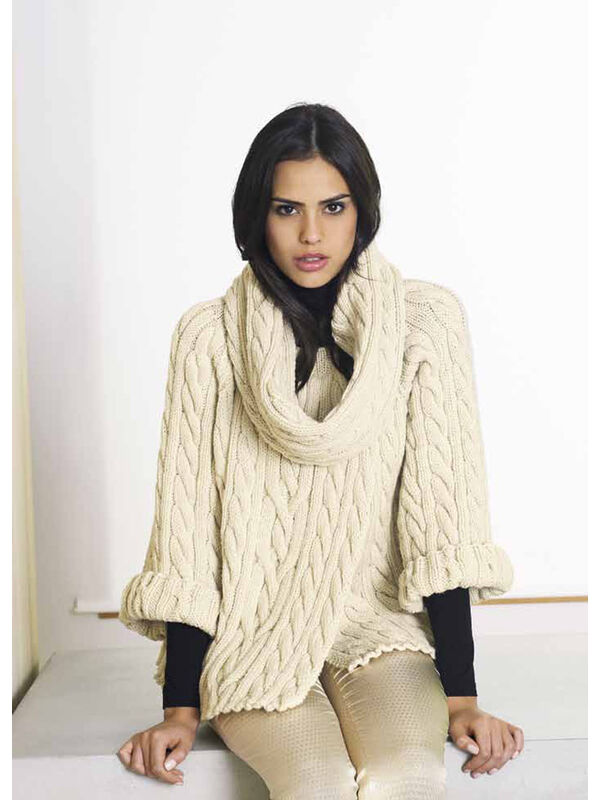 Lana Grossa KURZPONCHO IM ZOPF-RIPPENMUSTER Bingo