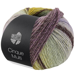 Lana Grossa CINQUE MULTI | 13-Graugrün/Brombeer/Flieder/Rosenholz/Senf meliert