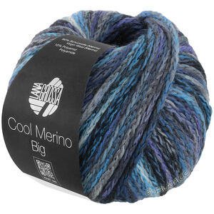 Lana Grossa COOL MERINO Big Color | 410-Grau/Minttürkis/Dunkelblau/Royal/Blauviolett