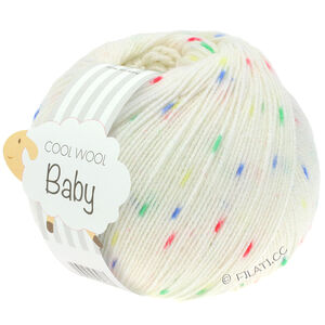 Lana Grossa COOL WOOL Baby Uni/Print 50g | 351-Weiß/Rot/Blau/Grün/Gelb