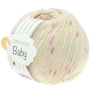 Lana Grossa COOL WOOL Baby Uni/Print 50g | 353-Rohweiß/Flieder/Rosa/Dunkelbraun