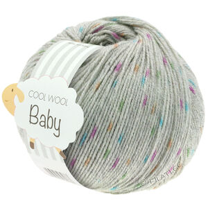 Lana Grossa COOL WOOL Baby Uni/Print 50g | 358-Hellgrau/Orange/Grün/Zyklam