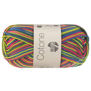Lana Grossa COTONE  Print/Spray/Mouliné | 366-Pistazie/Akazienrot/Petrolblau/Dunkelgrün