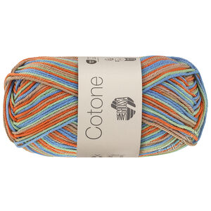 Lana Grossa COTONE  Print/Spray/Mouliné | 370-Mandarin/Graubeige/Mintgrün/Türkis