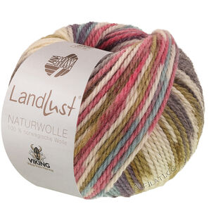 Lana Grossa LANDLUST Naturwolle Print | 103-Violett/Grün gemustert