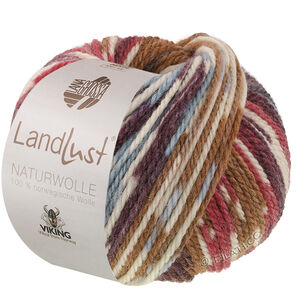 Lana Grossa LANDLUST Naturwolle Print | 104-Oliv/Rot/Blau gemustert