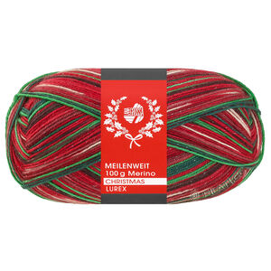 Lana Grossa MEILENWEIT 100g Merino Christmas Lurex | 6809-Hellgrün/Dunkelbraun/Orange/Weiß/Dunkelrot/Dunkelgrün