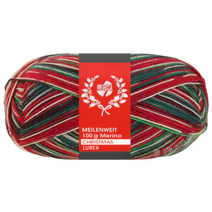 Lana Grossa MEILENWEIT 100g Merino Christmas Lurex | 6811-Weiß/Dunkelgrün/Dunkelbraun/Orange/Dunkelrot/Hellgrün