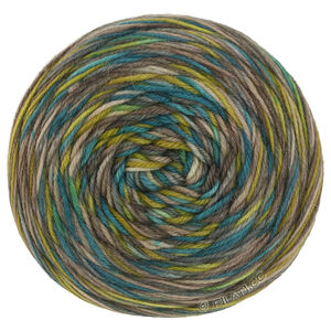 Lana Grossa MEILENWEIT 100g Merino Hand-dyed | 38-Olivgelb/Petrolblau/Steingrau/Graubeige