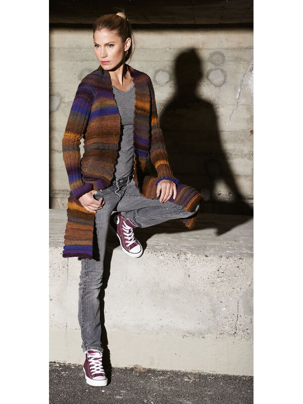 Lana Grossa SCHALJACKE IN LÄNGS- UND QUERRIPPEN Cinque Multi