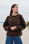 Lana Grossa PULLOVER GLATT LINKS MIT ZOPFSTREIFEN UND RUNDPASSE Picasso