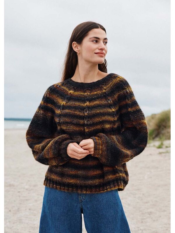Lana Grossa PULLOVER GLATT LINKS MIT ZOPFSTREIFEN UND RUNDPASSE Picasso