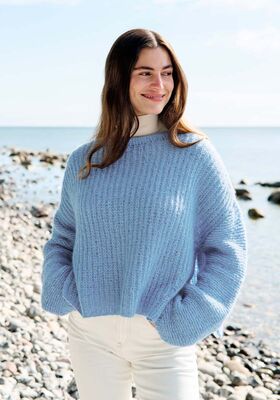 PULLOVER IM HALBPATENTMUSTER MIT KRAUS-RECHTS-ÄRMELN Airy von Lana Grossa