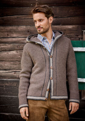 HERREN-KAPUZEN- JACKE MIT STREIFENBLENDEN  Alpina von Lana Grossa