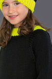 Lana Grossa PULLOVER + MÜTZE Superbingo uni/Neon