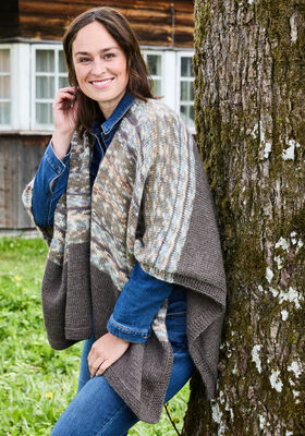 PONCHO Landlust Naturwolle & Landlust Naturwolle Print von Lana Grossa