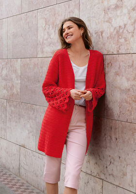 CARDIGAN IN STÄBCHEN MIT BOGENLOCHMUSTER Gioia von Lana Grossa