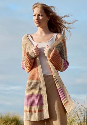LONGCARDIGAN IM FALSCHEN PATENTMUSTER Solo Lino von Lana Grossa