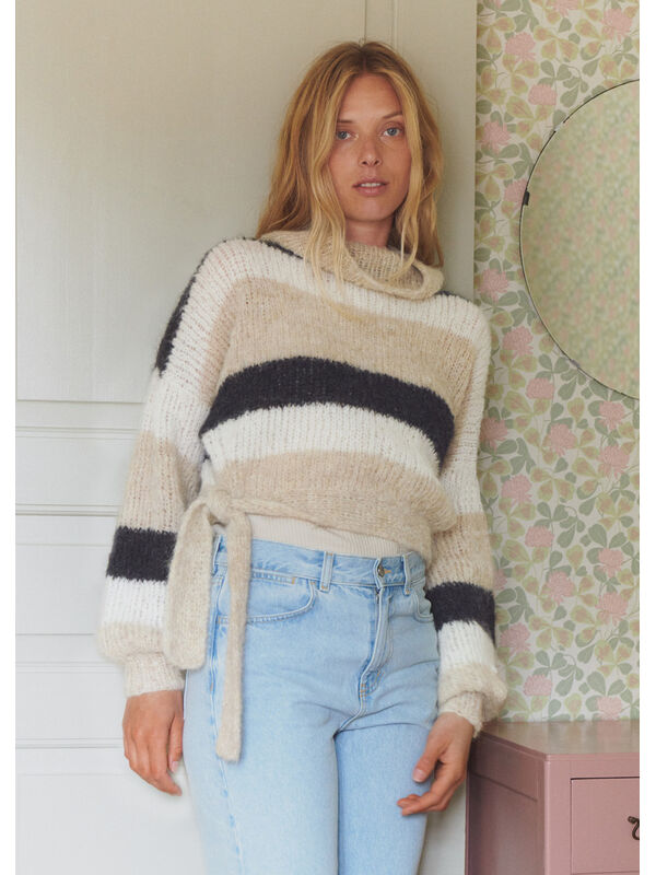 Lana Grossa PULLOVER MIT BINDEBÄNDERN Natural Alpaca Lungo