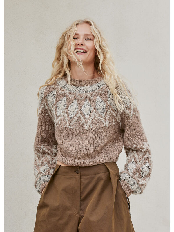 Lana Grossa CROPPED-PULLOVER Natural Lama Chunky, Orsetto & Glamour