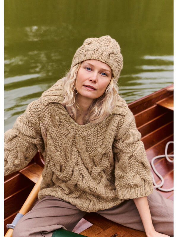 Lana Grossa V-PULLI MIT ZOPF-PERLMUSTER Winter Softness