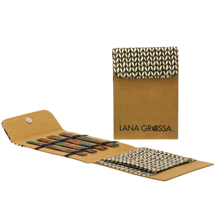 Lana Grossa Strumpfstricknadel-Set Design-Holz Multicolor 15cm (Braun)