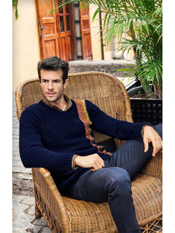 Lana Grossa HERRENPULLI MIT LÄNGSSTREIFEN Organico/Silkhair