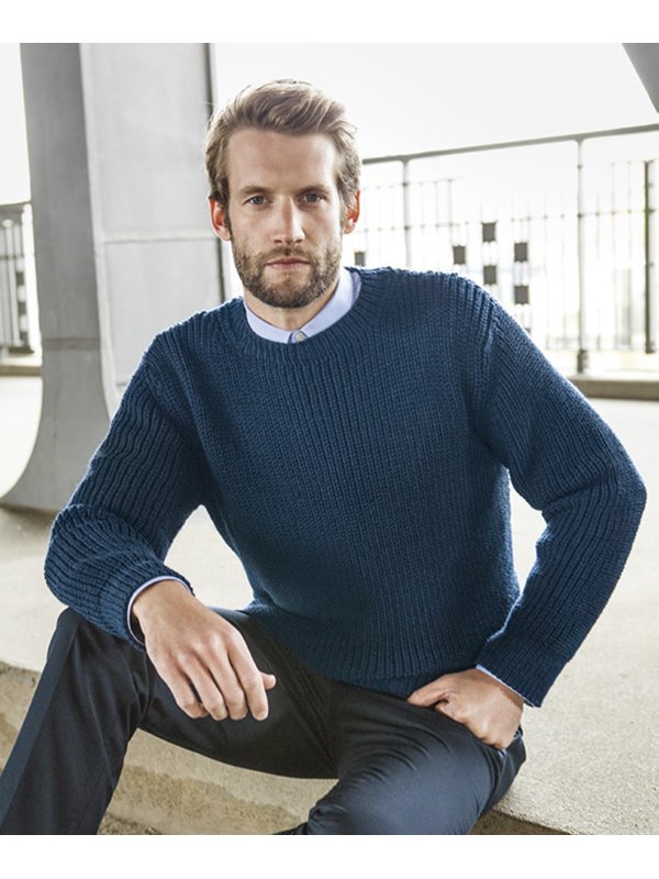Lana Grossa HERRENPULLI MIT HALBPATENTMUSTER Cool Wool Melange