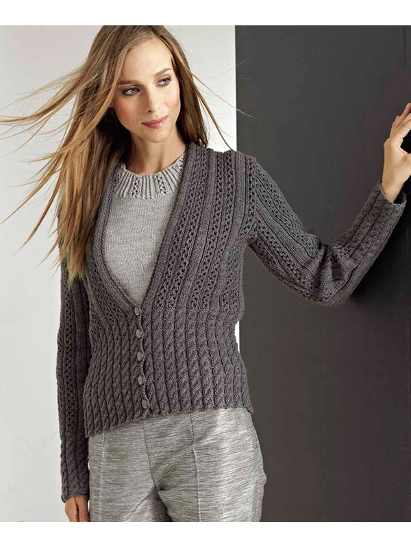 Lana Grossa JACKE MIT LOCHMUSTER COOL WOOL Melange (GOTS)