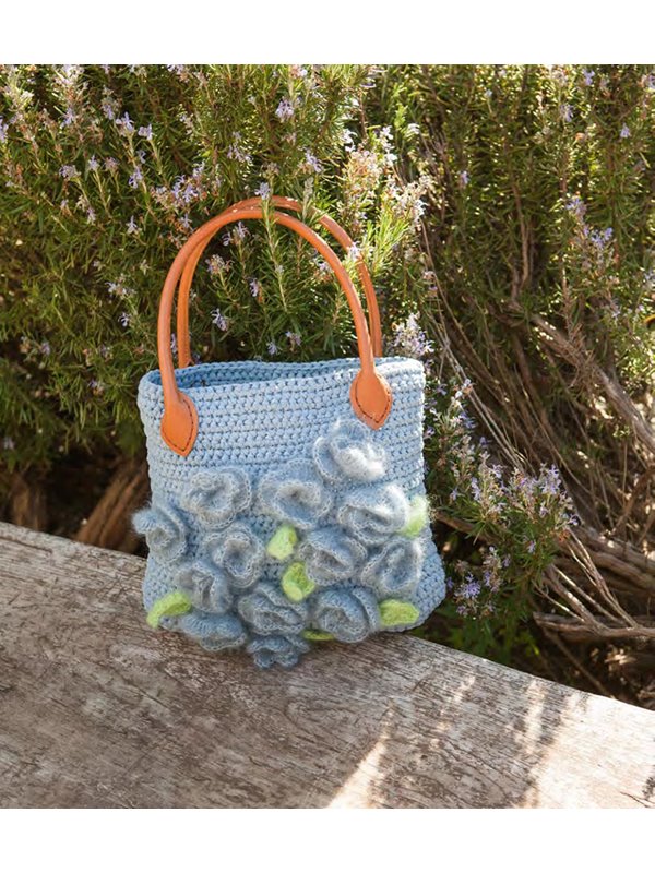 Lana Grossa HÄKELTASCHE MIT BLÜTEN Paradiso/Silkhair