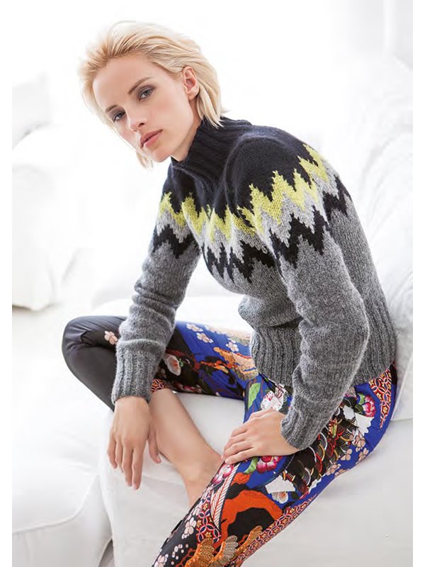 Lana Grossa PULLI MIT JACQUARDPASSE Alta Moda Alpaca