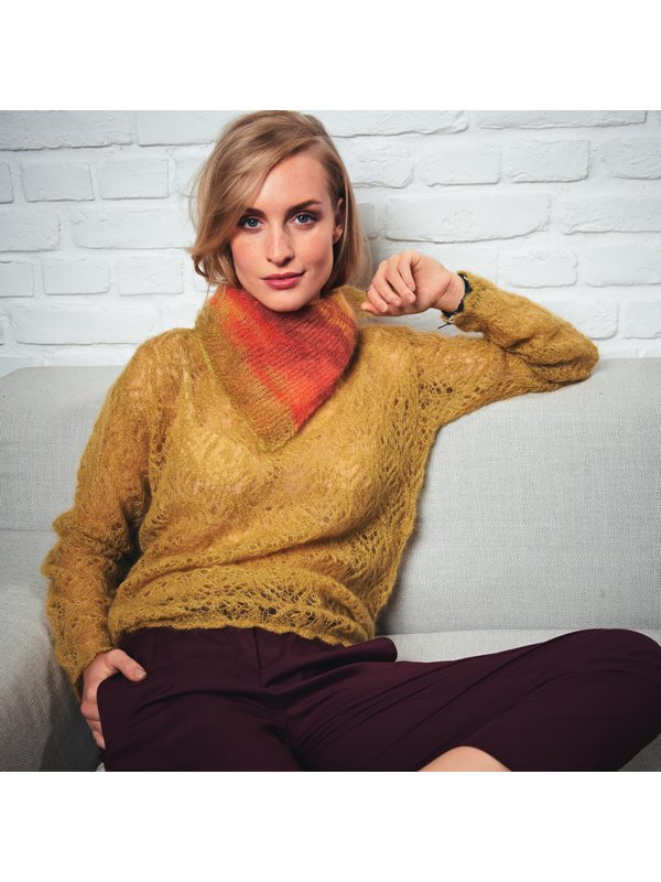 Lana Grossa PULLI MIT HÄKELBOGENRAND Silkhair uni