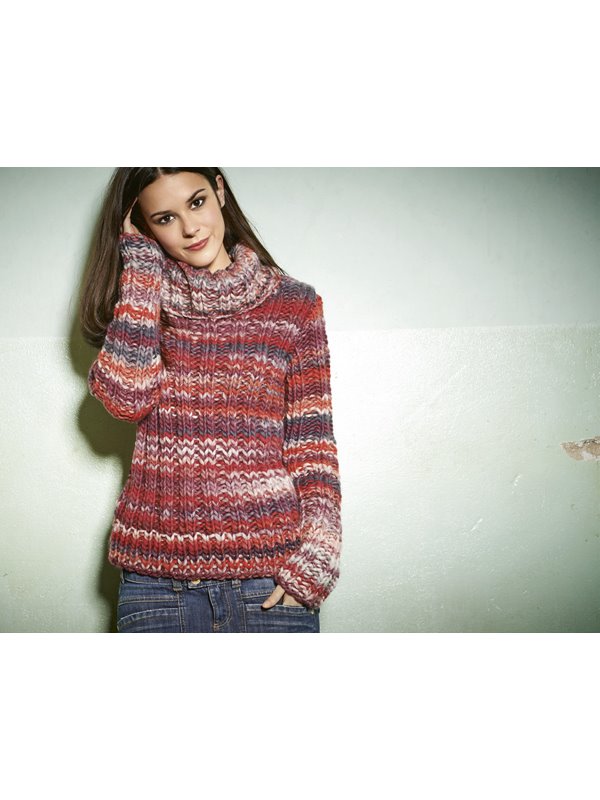 Lana Grossa ROLLKRAGENPULLI MIT ÜBERLANGEN ÄRMELN Lei Color Mix