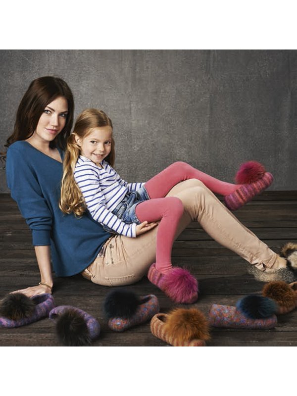Lana Grossa PANTOFFELN MIT/OHNE PELZPOMPON Feltro Print