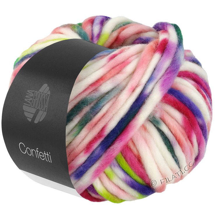 Lana Grossa CONFETTI Print | 02-Erdbeer/Viola/Fuchsia/Graugrün/Blau/Weiß