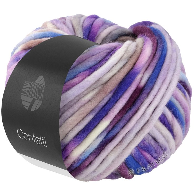 Lana Grossa CONFETTI Print | 14-Weiß/Blauviolett/Neonviolett/Fliederlila