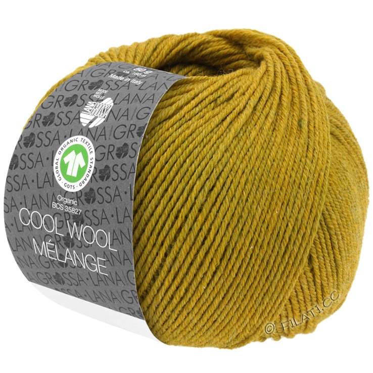 Lana Grossa COOL WOOL Melange (GOTS) | 108-Dunkeloliv/Olivgelb meliert