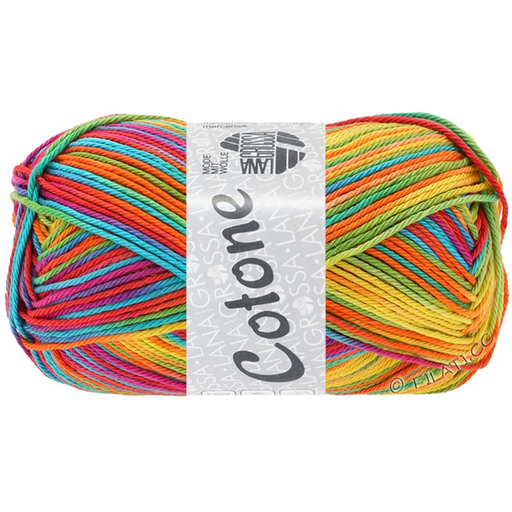 Lana Grossa COTONE Print/Spray/Mouliné | 306-Gelb/Orange/Türkis/Grün/Koralle/Violett