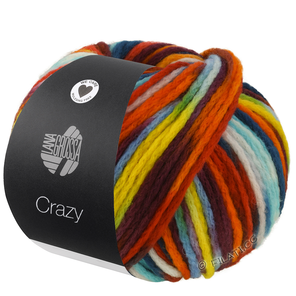 Lana Grossa CRAZY | 09-Mint/Türkis/Petrolblau/Orange/Pflaume