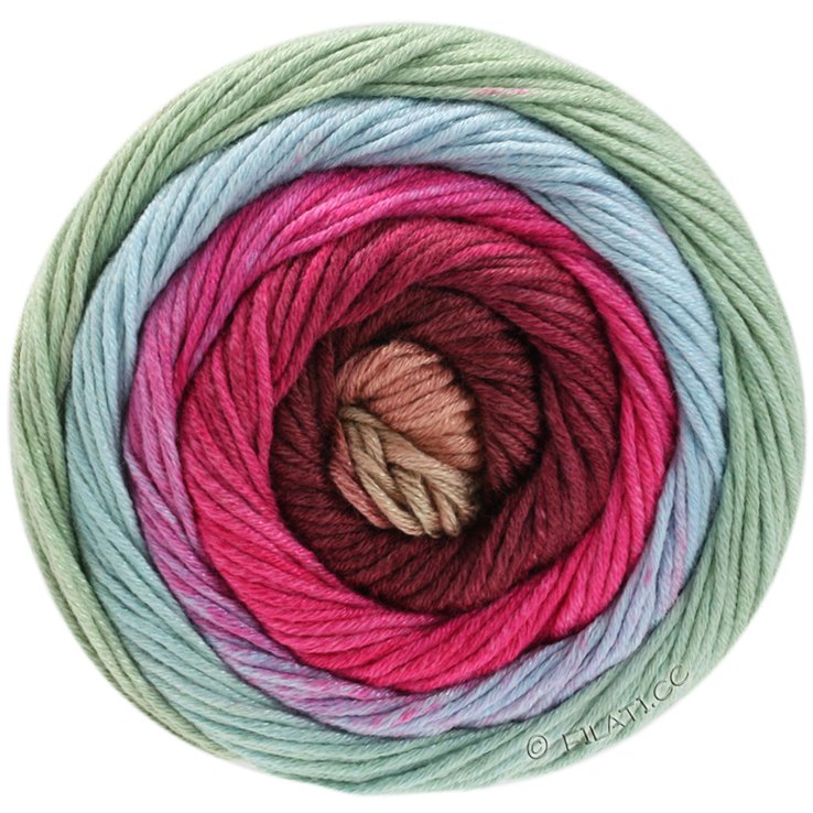 Lana Grossa GOMITOLO ALOHA | 320-Pink/Bordeaux/Weißgrün/Hellblau/Zimt/Rosabraun