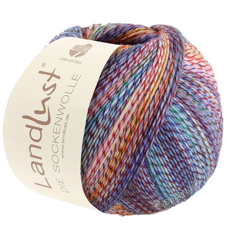 Lana Grossa LANDLUST DIE SOCKENWOLLE PRINT | 213-Lila/Gelb/Rosa/Türkis/Grün/Rot/Dunkelblau meliert