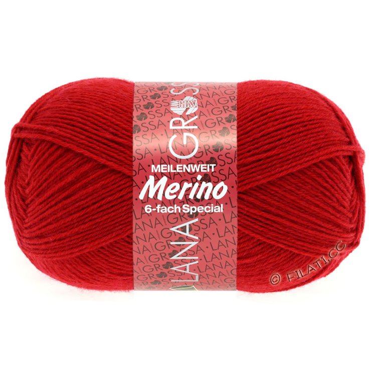 Lana Grossa MEILENWEIT 6-FACH 150g Merino Uni | 01-Rot