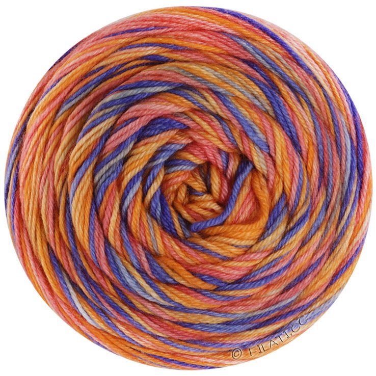 Lana Grossa MEILENWEIT 100g CONFETTINI | 4481-Kobaltblau/Lachsrot/Gelb/Orange/Hellblau