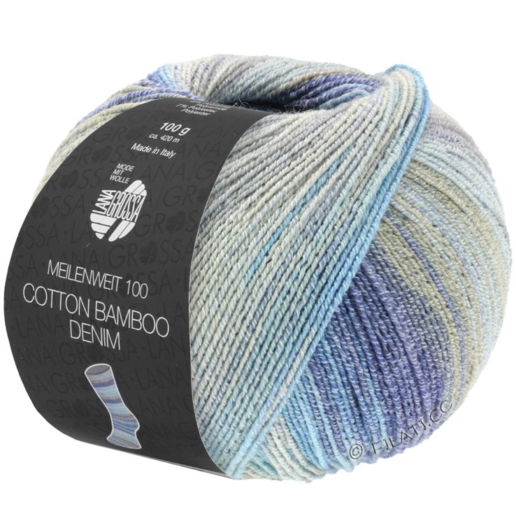 Lana Grossa MEILENWEIT 100g Cotton Bamboo Denim | 3311-Silbergrau/Hellgrau/Grau/Hellbeige/Hellblau/Dunkelblau
