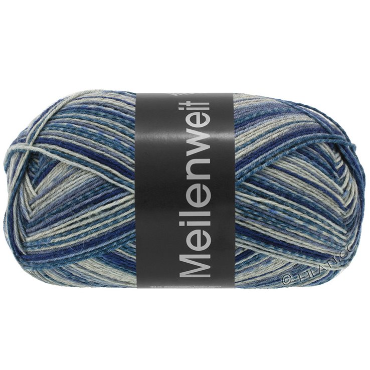 Lana Grossa MEILENWEIT 100g Blue Denim Mix | 4606-Silbergrau/Hellgrau/Dunkelgrau/Graublau/Nachtblau/Jeans