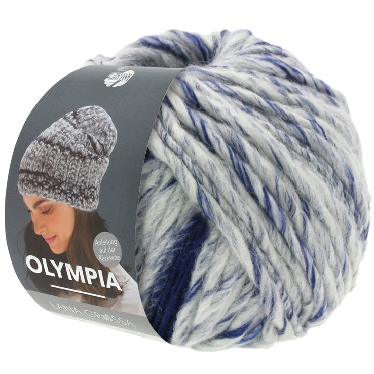 Lana Grossa OLYMPIA Denim | 254-Weiß/Marine meliert/Grau/Dunkelgrau