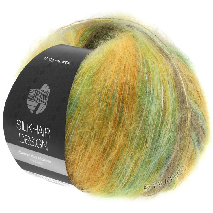 Lana Grossa SILKHAIR Design | 1002-Türkis/Beige/Gold/Oliv/Gelbgrün