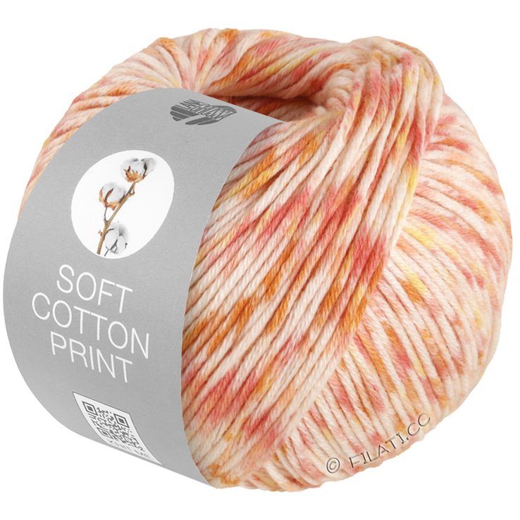 Lana Grossa SOFT COTTON PRINT | 121-Ecru/Zartgelb/Lachs